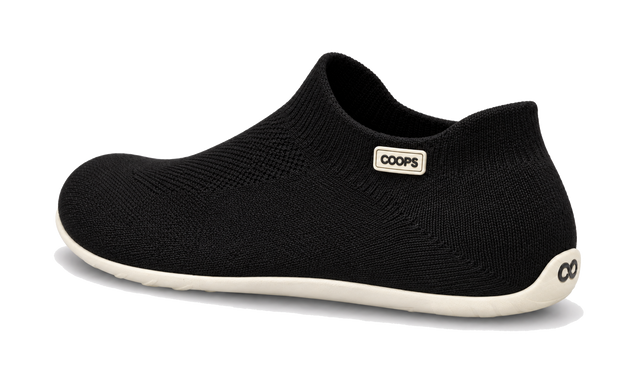 COOPS Low Top in Black, rear three-quarter view