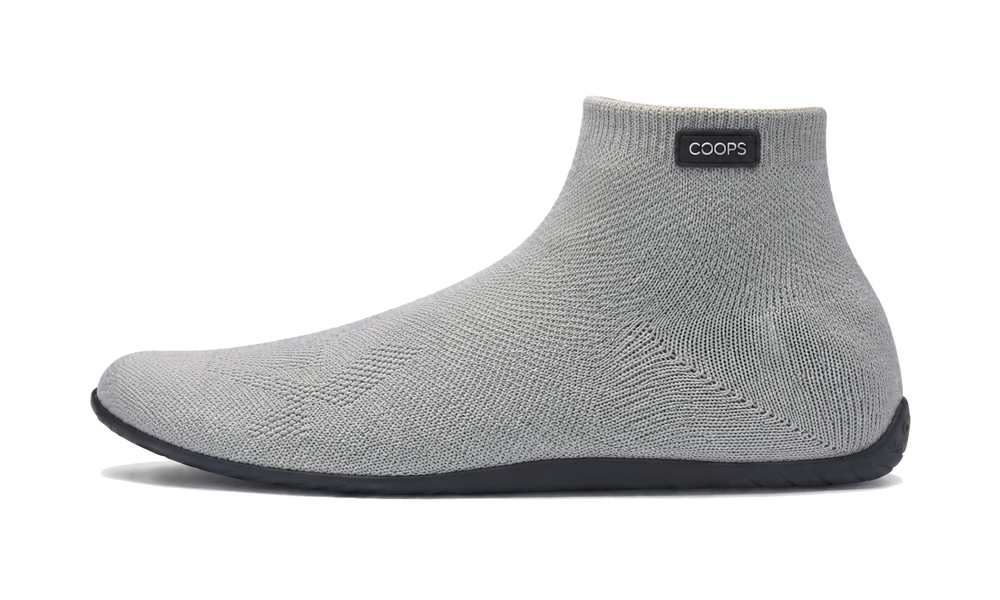 Ash Gray COOPS high top sock shoe, side profile