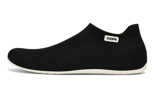 COOPS Low Top sock shoe in Black, side view