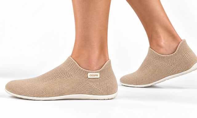 COOPS Low Top in Sand, worn by a woman, walking
